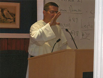 Fr. Stephen Ryan, O.P., speaks on the 2010 encyclical "Verbum Domini" on October 15, 2011.